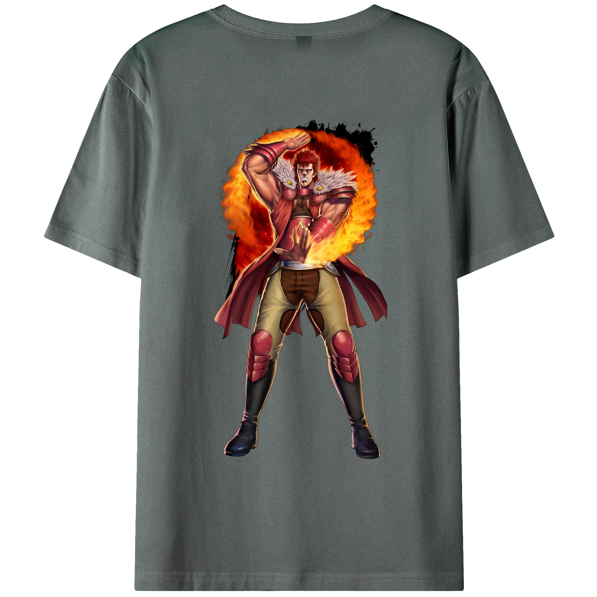 （画像用） 北斗の拳 Fist of the North Star 綿100％ メンズ半袖Tシャツ（バックプリント） 通気性